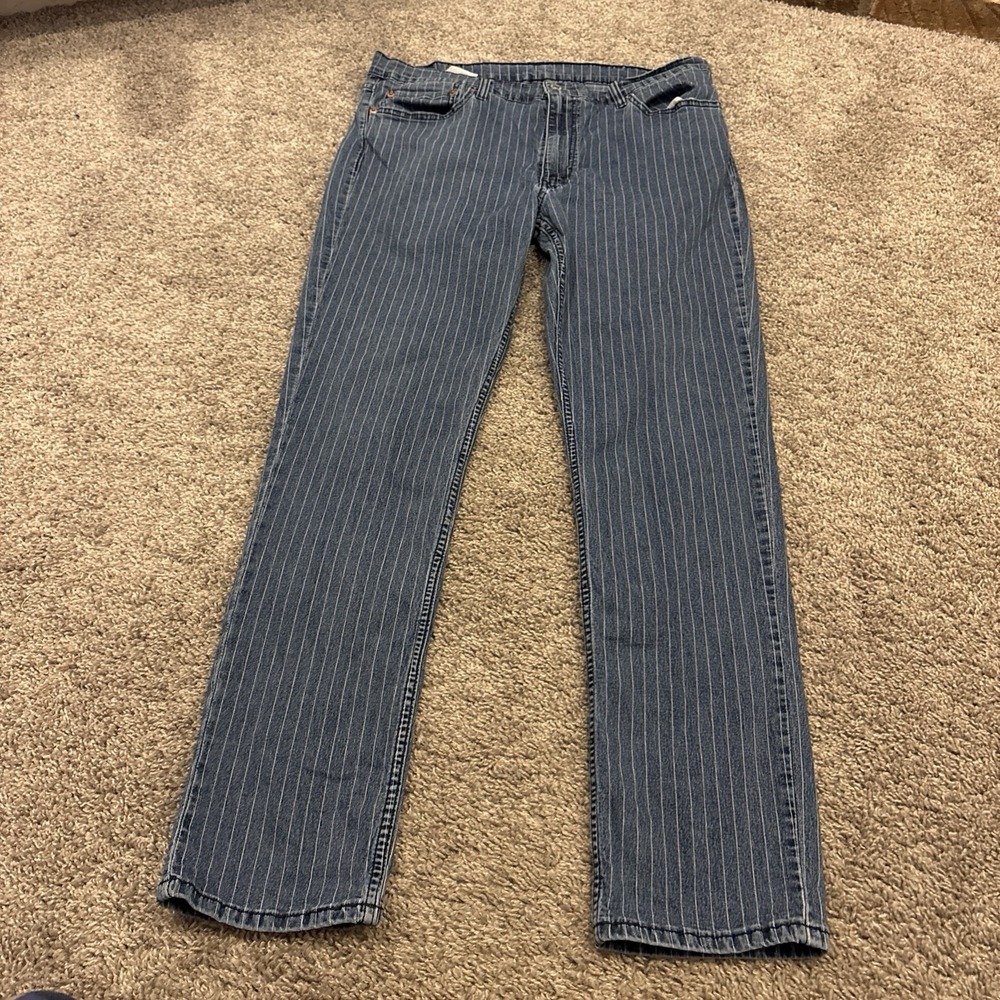 Levi's 511 Jeans Men's 38x32 Slim Fit Medium  Wash Blue Denim Pinstripe Rare
